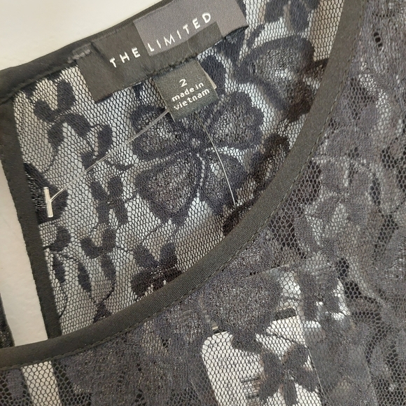 The Limited Women's Size 2 Black Dress Gold Copper Metallic Lace Sleeveless - Picture 4 of 11